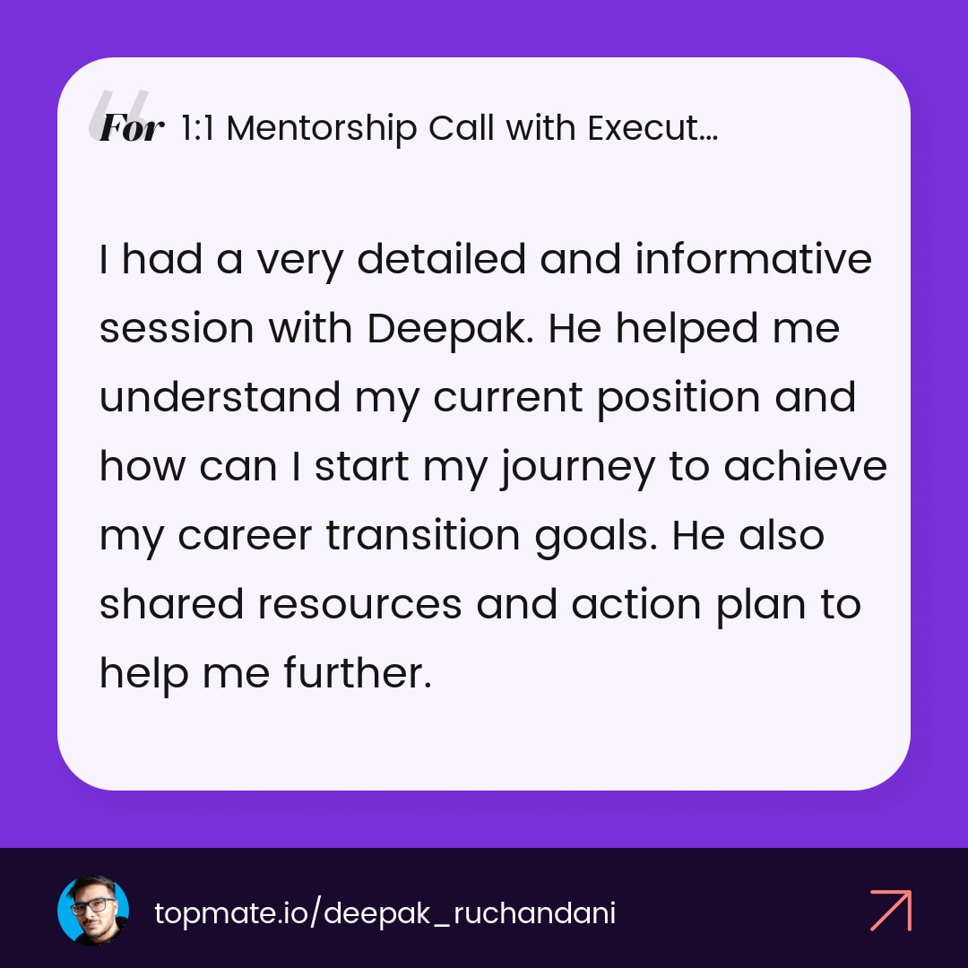 Topmate testimonial from Mentee