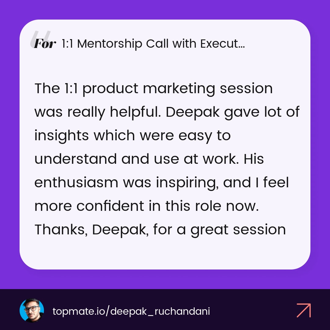 Topmate testimonial from Mentee