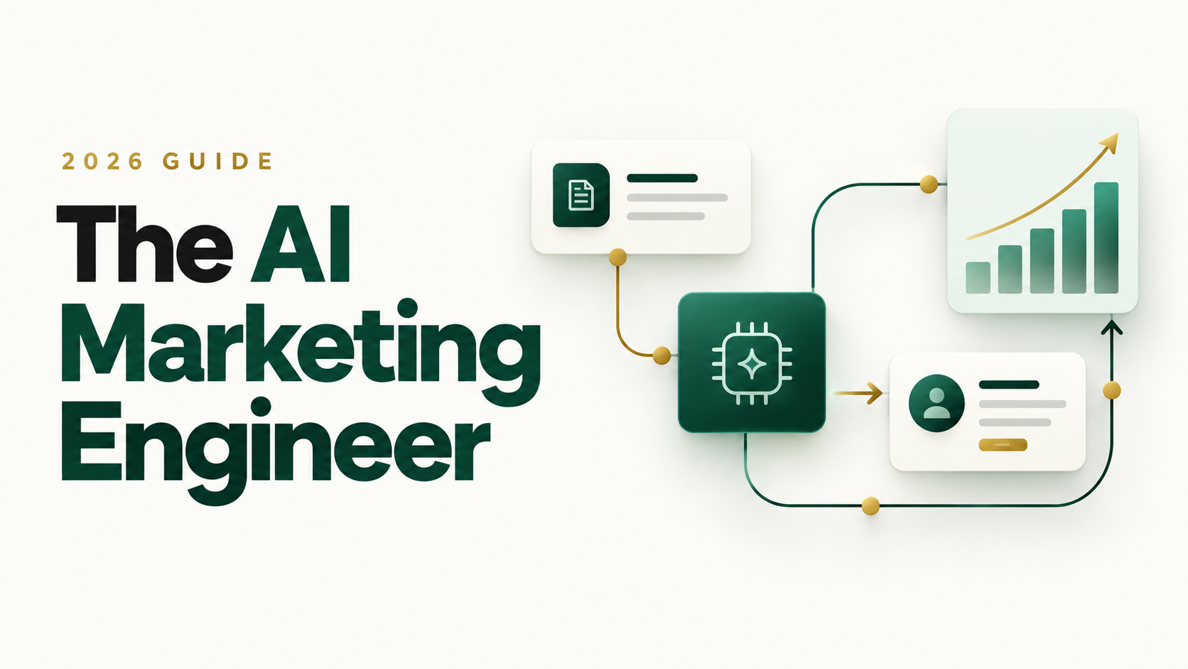The AI Marketing Engineer 2026 guide showing connected research, AI, customer and growth systems